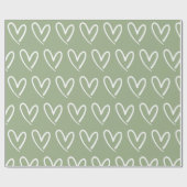 Sage Green Trendy Simple Heart Rustikal Bohemisch Geschenkpapier (Flach)
