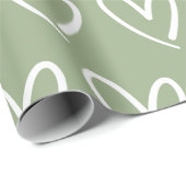 Sage Green Trendy Simple Heart Rustikal Bohemisch Geschenkpapier (Rolleneckpunkt)