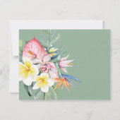 Sage Green Tropical Floral Hawaii QR Code Wedding RSVP Karte (Rückseite)