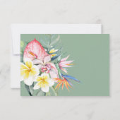 Sage Green Tropical Floral Hawaii Wedding RSVP Karte (Rückseite)