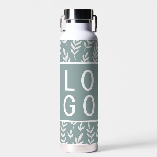 SAGE GREEN TROPICAL LEAF PATTERLOGO-VORLAGE TRINKFLASCHE (Vorne)