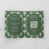 Sage Green Tufts Muster QR Code Muslim Hochzeit Einladung (Innenseite)
