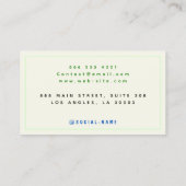 (Sage Green, Türkis, Elfenbeinküste) Elegante Gren Telefonnummerkarte (Rückseite)