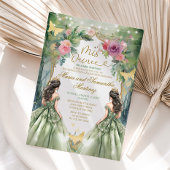 Sage Green Twin Royal Princess Forest Quinceañera Einladung
