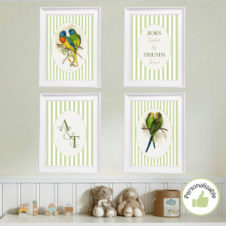 Sage Green Twins Lovebirds Baby Kinderzimmer Dekor Bilderwand Sets