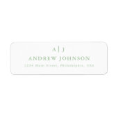 Sage Green Two Border Monogram Rücksendeadresse (Vorne)