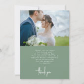 Sage Green Two Foto Wedding Dankeschön Card Dankeskarte (Rückseite)