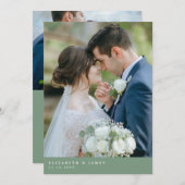 Sage Green Two Foto Wedding Dankeschön Card Dankeskarte (Vorne/Hinten)