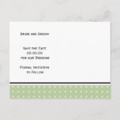 Sage Green Typografy Hochzeit Speichern Sie das Da Ankündigungspostkarte (Rückseite)