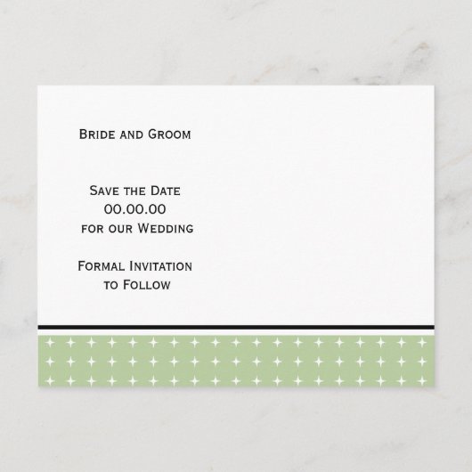 Sage Green Typografy Hochzeit Speichern Sie das Da Ankündigungspostkarte (Rückseite)