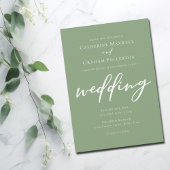 Sage Green Typografy Simple Outdoor Wedding Einladung
