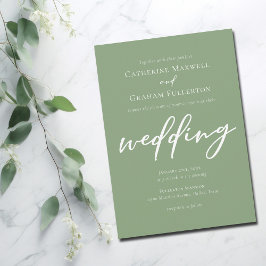 Sage Green Typografy Simple Outdoor Wedding Einladung