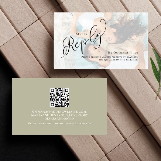 Sage Green UAWG Foto Elegante Hochzeit Begleitkarte