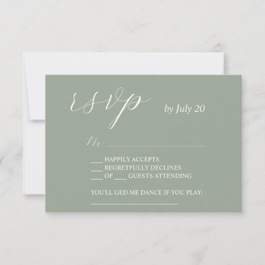 Sage Green uAwg kalligrafie Hochzeitskarten rsvp (Vorderseite)