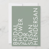 Sage Green Ultra Modern Individuelle Name Brautpar Einladung (Rückseite)