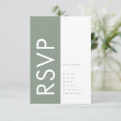 Sage Green Ultra Modern Wedding RSVP Karte (Stehend Vorderseite)
