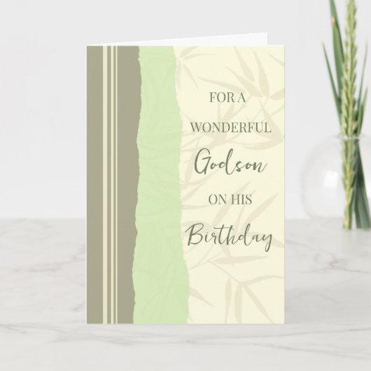 Sage Green und Beige Godson Birthday Karte (Vorderseite)