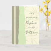Sage Green und Beige Nephew zum Geburtstag Karte (Gelbe Blume)