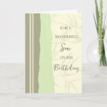 Sage Green und Beige Son Birthday Karte<br><div class="desc">Geburtstagskarte für den Sohn mit modernem und einfachem Salbeigrün und Beige Design und nachdenklichem Vers.</div>