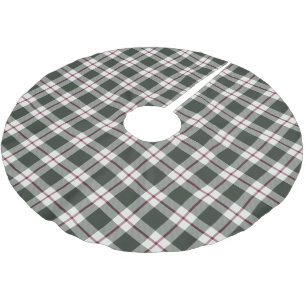 Sage Green und Berry Red Kariert Weihnachtsfeierta Polyester Weihnachtsbaumdecke