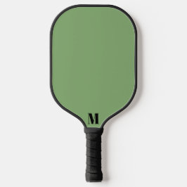 Sage Green und Black Modern Monogram Pickleball Schläger