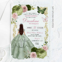 Sage Green und Blush Princess Quinceanera