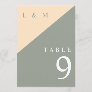 Sage Green und Cream Monogram Wedding Tischnummer