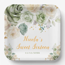 Sage Green und Creme Floral 16 . Geburtstag