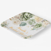 Sage Green und Creme Floral Brautparty Pappteller (Gewinkelt)