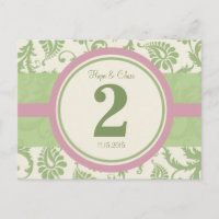 Sage Green und Dusy Rose Tischnummer