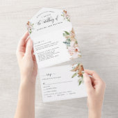 Sage Green und Earthy Blooms Hochzeitszerreißen vo All In One Einladung (Abreißen)