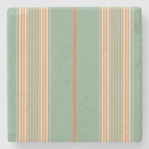 Sage Green und Ecru, Stripes Square Untersetzer