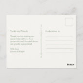Sage Green und Elfenbein Non-Foto Vielen Dank Postkarte (Rückseite)