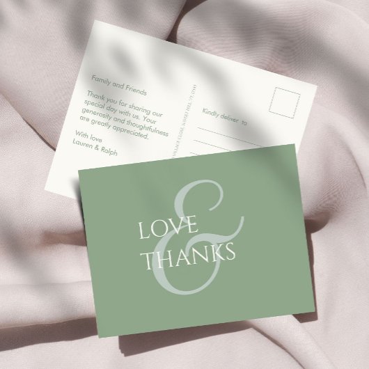Sage Green und Elfenbein Non-Foto Vielen Dank Postkarte