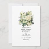 Sage Green und Elfenbeinblume Hochzeit Einladung (Vorderseite)