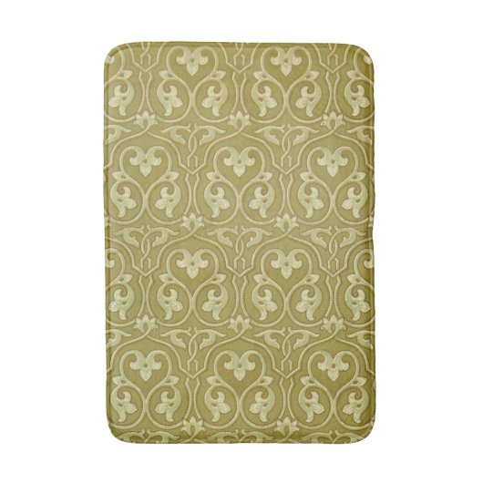 Sage Green und Gold Art Nouveau Pattern Badematte (Vorderseite Vertikal)