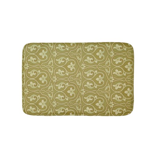 Sage Green und Gold Art Nouveau Pattern Badematte (Vorderseite)