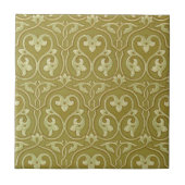 Sage Green und Gold Art Nouveau Pattern Fliese (Vorderseite)