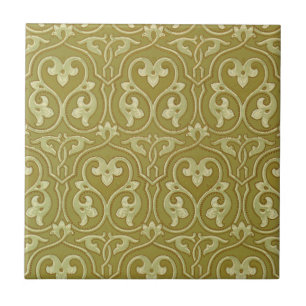 Sage Green und Gold Art Nouveau Pattern Fliese