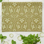 Sage Green und Gold Art Nouveau Pattern Geschirrtuch (Gefaltet)