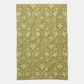 Sage Green und Gold Art Nouveau Pattern Geschirrtuch (Vertikal)