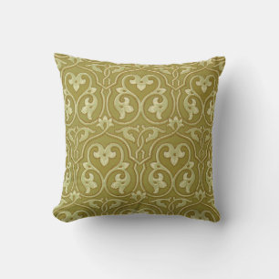 Sage Green und Gold Art Nouveau Pattern Kissen