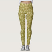 Sage Green und Gold Art Nouveau Pattern Leggings (Vorderseite)