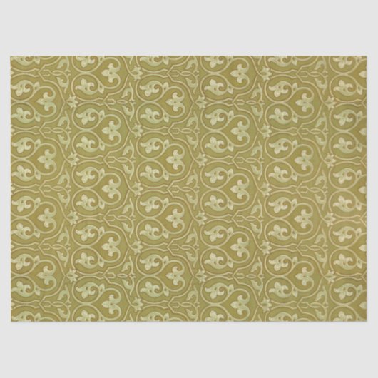 Sage Green und Gold Art Nouveau Pattern Seidenpapier (Vorderseite)