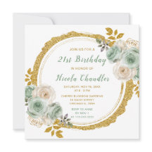 Sage Green und Gold Elegante Blume Geburtstagspart