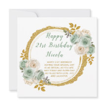 Sage Green und Gold Elegante Blume Geburtstagspart