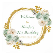 Sage Green und Gold Elegante Blume Geburtstagspart