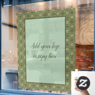 Sage Green und Gold Filigree Fensteraufkleber