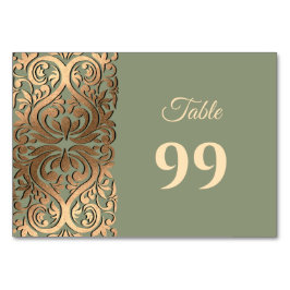 Sage Green und Gold Wedding Eleganter Luxus Tischnummer