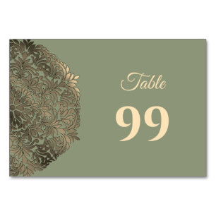 Sage Green und Gold Wedding Eleganter Luxus Tischnummer